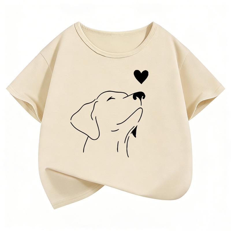 Funny Dog with Love Heart Design T Shirts Printed Kids Childrens Tshirt Boys Girls Summer Spring Casual Top Tee