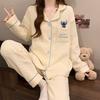 Dackel-Pyjama Herbst und Winter Damen Warm Süß Kariert Luftbaumwolle Lässig Trend Cartoon Loungewear Set