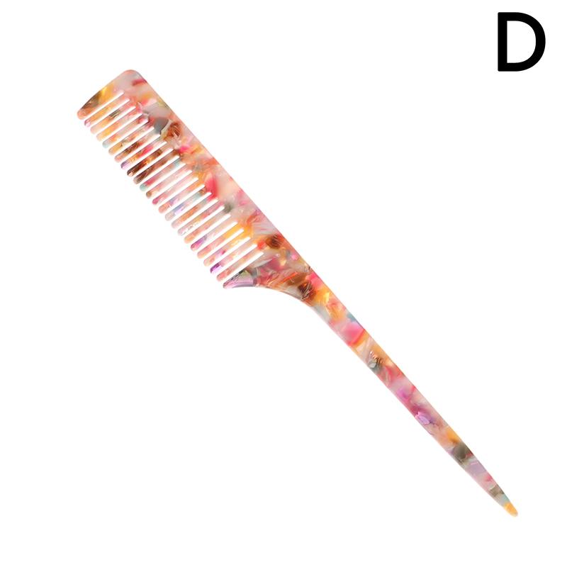 High Quality Acetate Korean Style Simple Marble Texture Long Handle Pointed Tail Comb Anti-Static Hairdressing Comb