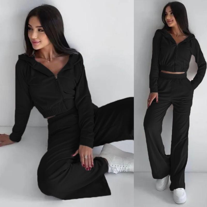 Womens Fall Hooded Sweatshirt Set 2 Piece Casual Streetwear Tracksuit Long Sleeve Pants