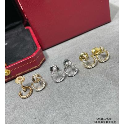 Popular Small Earrings for Men and Women Can Wear, Adding Rivet Elements Fashionable and Exquisite High-end Customized Electroplating 18k Gold