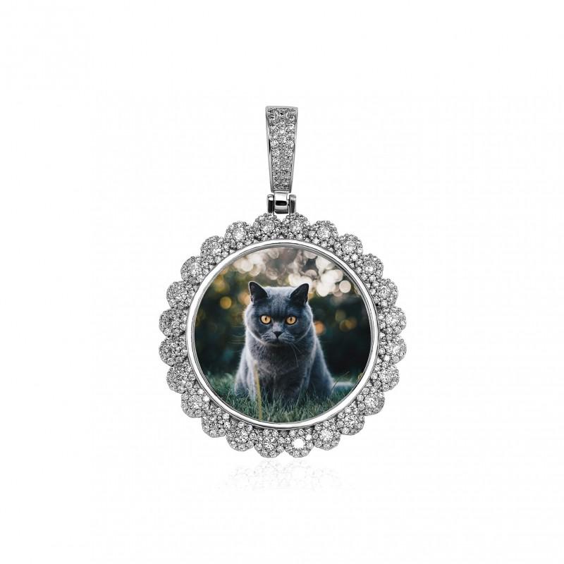 Hip Hop Arrow Round Frame Ice Crystal Pendant Copper Zircon Personalized Photo Flower Jewelry