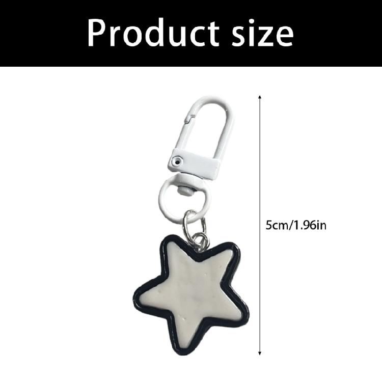 Sturdy Resin Star Keychain Retro Black And White Design For Keys Backpacks Or Phone Decors Lightweight Fashionable Friendship Gift