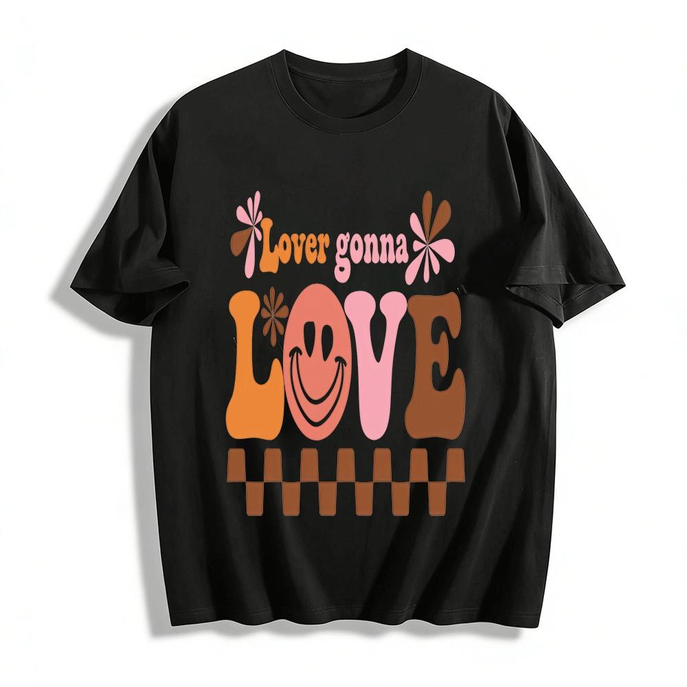 

Retro Style Heart Smiley Print Casual Couple T-Shirt Pure cotton T-shirt XXS