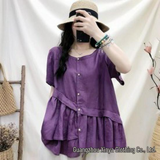 Abito Casual Retro in Velluto a Coste Autunno & Inverno Taglie Forti per Donna