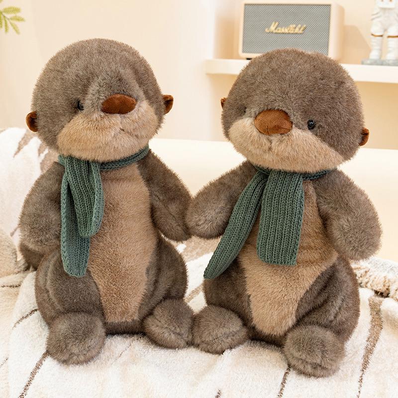 Cute Cute Scarf Otter Doll Plush Toy Sea Otter Doll Children Soothing Rag Doll Girl Birthday Gift