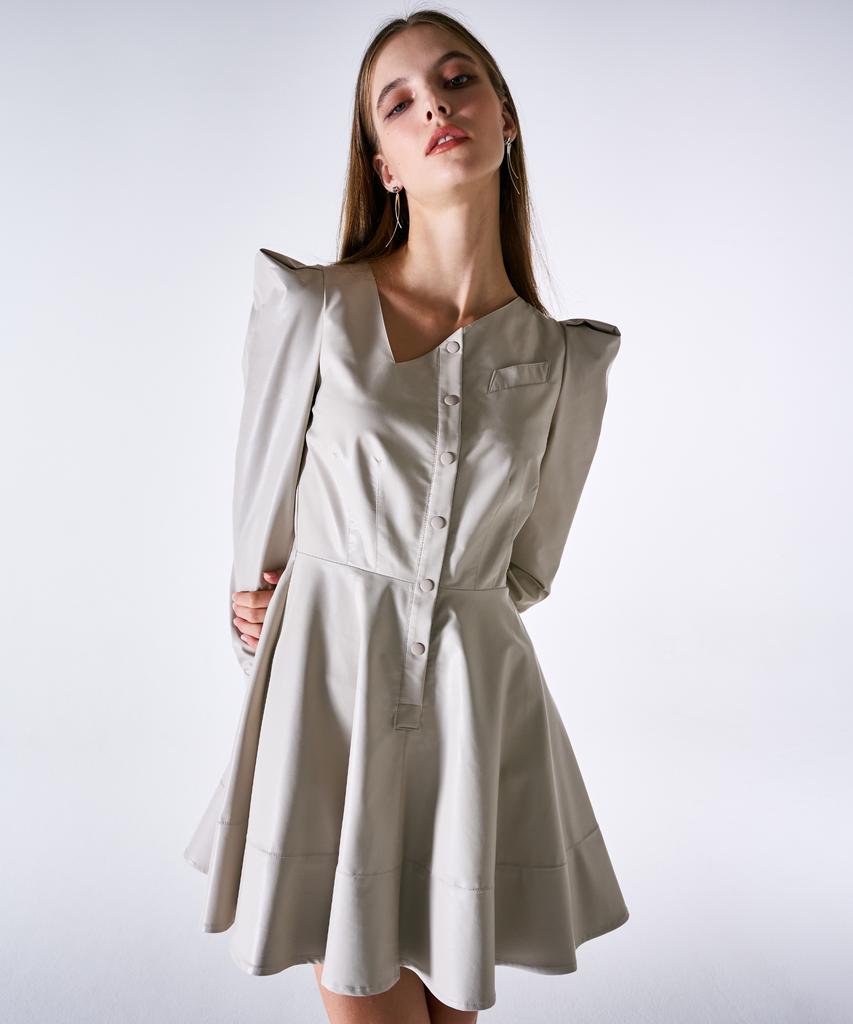 Kwajipyuliti Vegan Leather Flare Dress