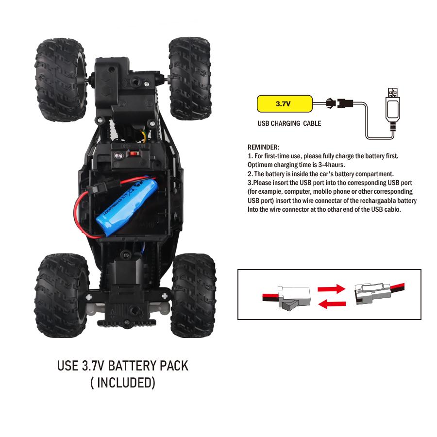 4-Way Remote Control Car with Lights, Anti-Slip Rubber Tires, Outdoor Off-Road Climbing Toy Car Model for Kidsren and Boys