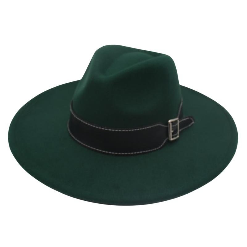New Black Belt, Large Brim, High-End Clothing With Wholesale Men'S And Women'S Felt Woolen Top Hats
