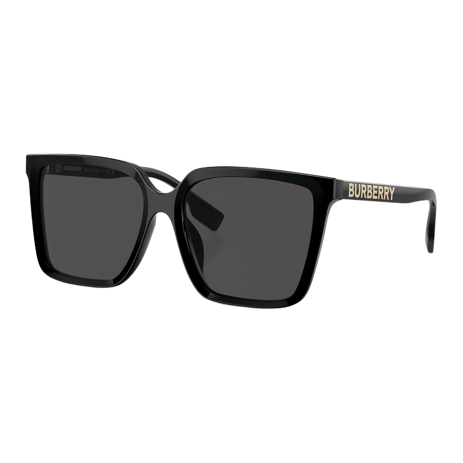 Burberry 4411D Logo Letter Square Sunglasses Unisex sunglasses Black BE4411D Eyeglass Case+Box (White/Brown Edition Random)