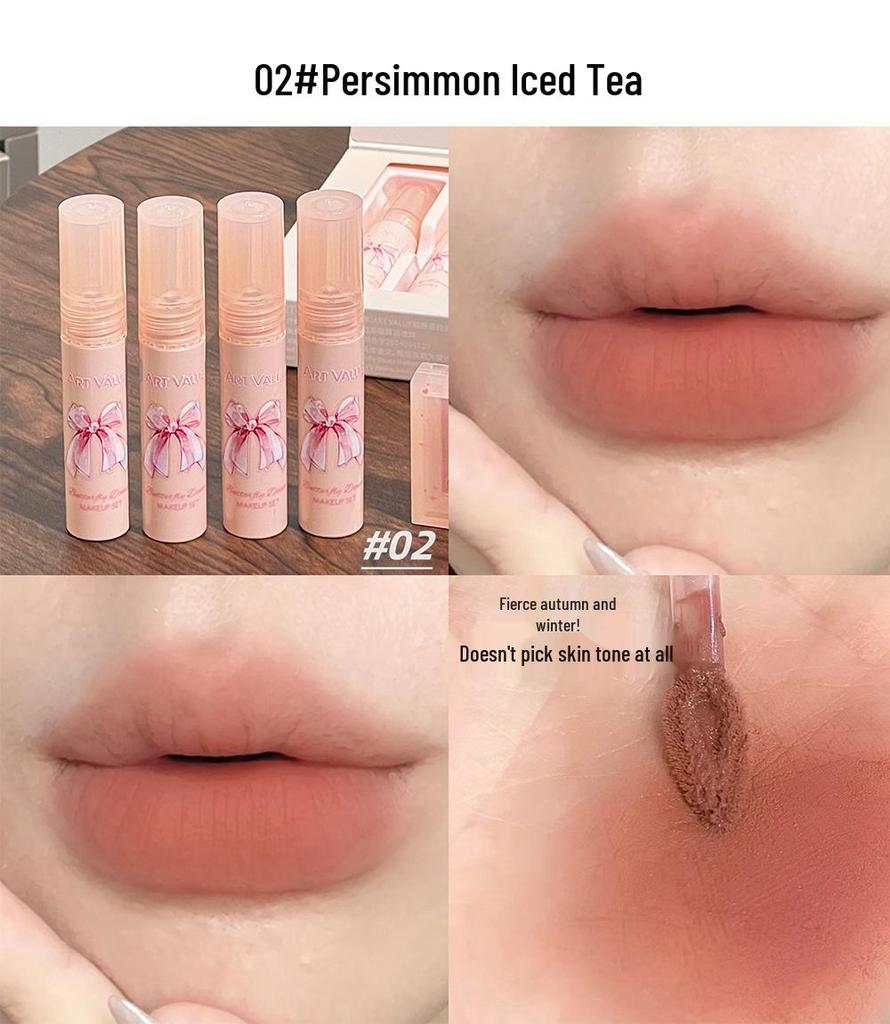 Butterfly Dance Color Box: Blush Necklace & Matte Lip Gloss Four-Piece Set