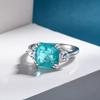 Gica Gema 925 Sterling Silver 10*10mm Paraiba Tourmaline Rings For Women Sparkling High Carbon Diamond Party Fine Jewelry Gifts