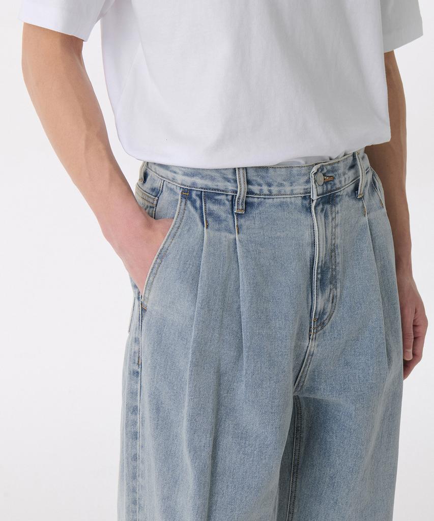 Musinsa Standard Two-Tuck Wide Denim Pants [Sky Blue]