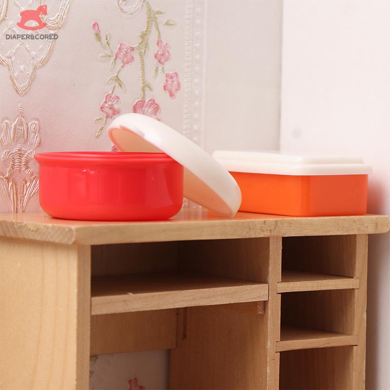 1:12 Scale Dollhouse Kitchen Lunch Box Simulation Plastic Storage Box Mini Fresh Keeping Box Food Tableware Decor Toy Model