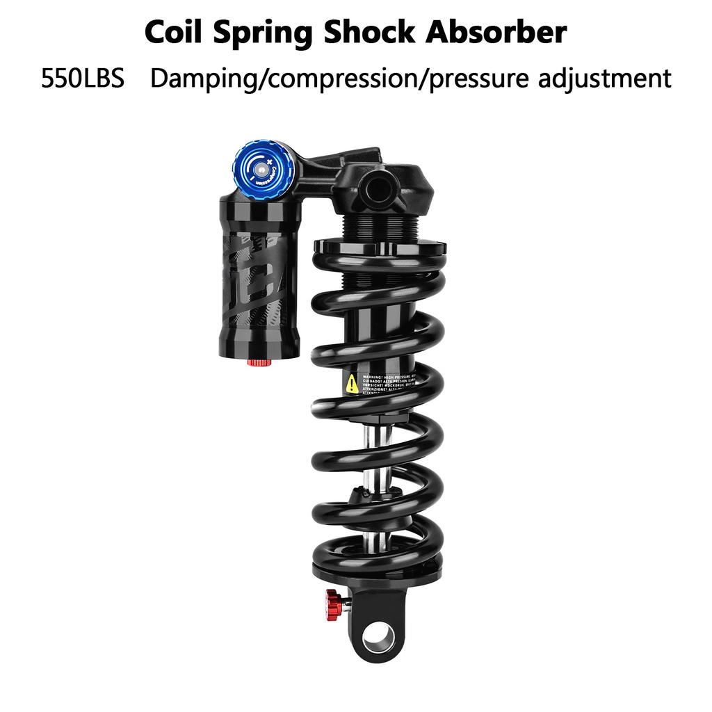 Mountain Bike Shock Absorber 550LBS Coil Spring with Damping Adjustment for Soft Tail Bikes 185MM 550LB 54x24 Bushing