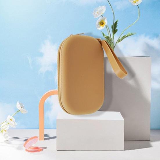 Oval Silicone Makeup Bag Waterproof Portable Storage Bag Zippered Travel Cosmetic Pouch for Toiletry Lipsticks Keys Jewelry