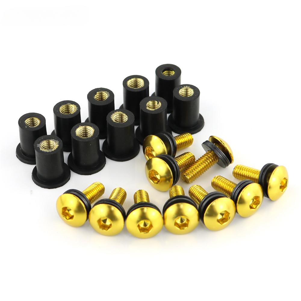 Kit com 10 peças/conjunto de parafusos para motocicleta M5 15mm, parafusos de borracha métricos, para-brisas, carenagem, alumínio anodizado, para-lamas