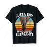 Funny Elephant Lovers Just A Boy Who Loves Elephants T-Shirt Round Neck Short Sleeves  Tee Shirt Tops