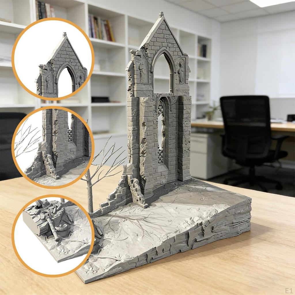 Ruin House DIY Building Model Figure Display Assembly Decoration Unfinished Photo Prop Scenery