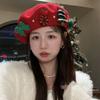 Sweet Christmas Beret Cap New Year Xmas Painter Hat Winter Christmas Beret Hat  Girls