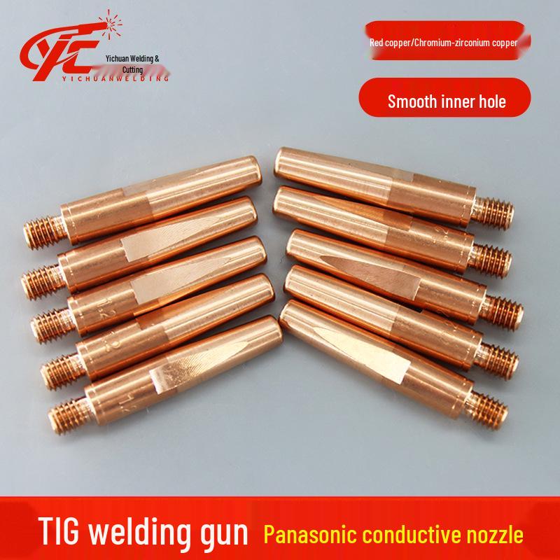 Argon Arc Welding Gun Purple Copper Nozzle M6x45L Adapter, Chromium Zirconium Copper for Panasonic.