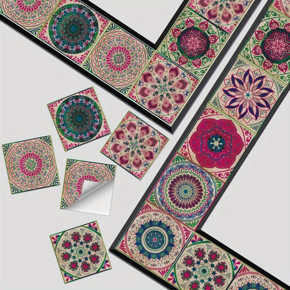 24 Stück Fliesenaufkleber zum Abziehen und Aufkleben für Küchenrückwand, farbenfrohe Fliesen im mexikanischen Stil, zum Aufkleben auf Wandfliesen, selbstklebende Wandaufkleber für Küche und Badezimmer