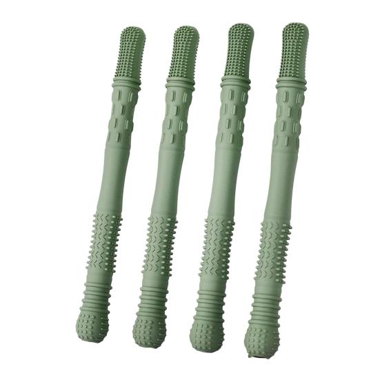 

4шт силиконовые жевательные палочки пищевого класса без BPA многоразовые снятие стресса сенсорные оральные армия зеленый