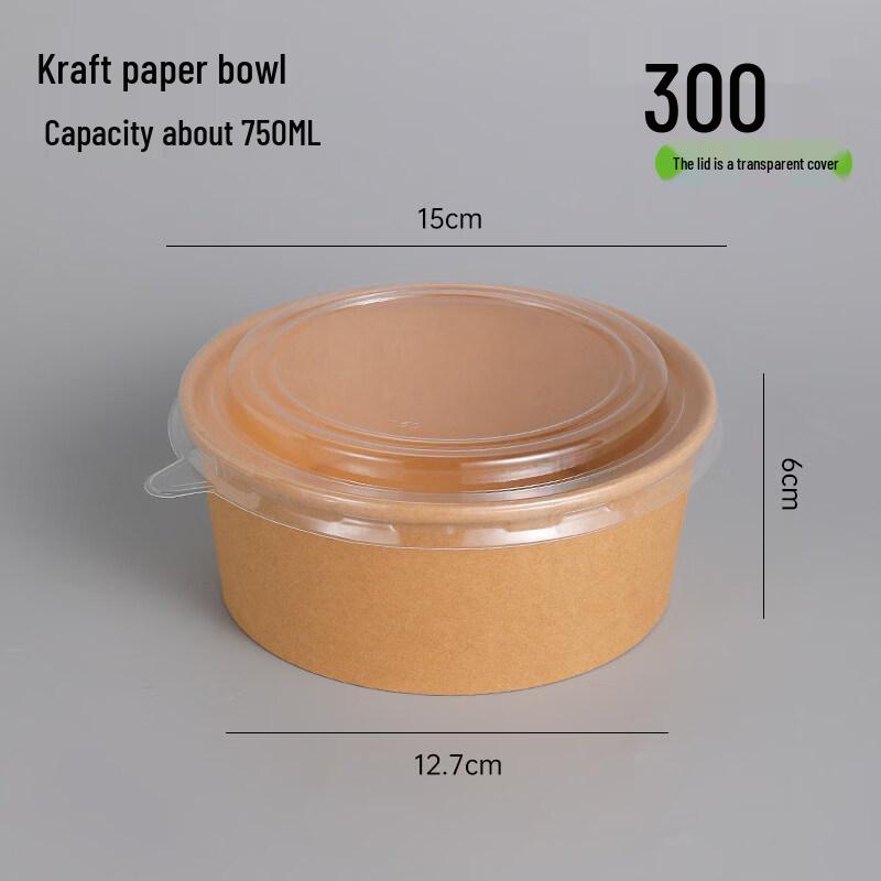Disposable Kraft Paper Food Containers with Transparent Lids