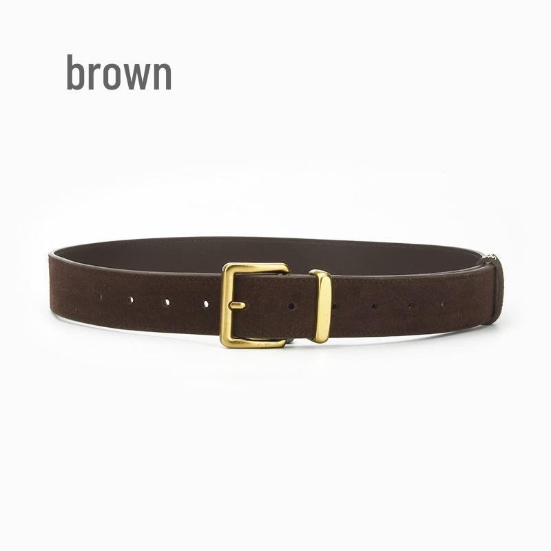 Women's Fashion Simple Versatile Suede Leather Waist Belt with Jeans Decoration