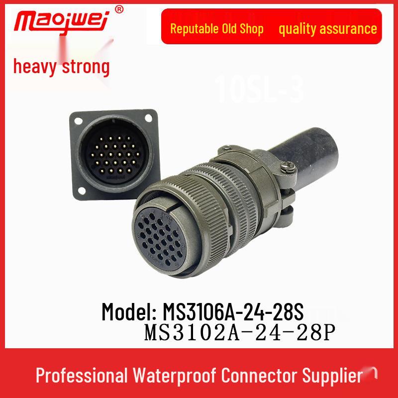Heavy Duty 24-Pin Male/Female Connector Plug & Socket (US Standard) MS3106A24-28S/MS3102A24-28P