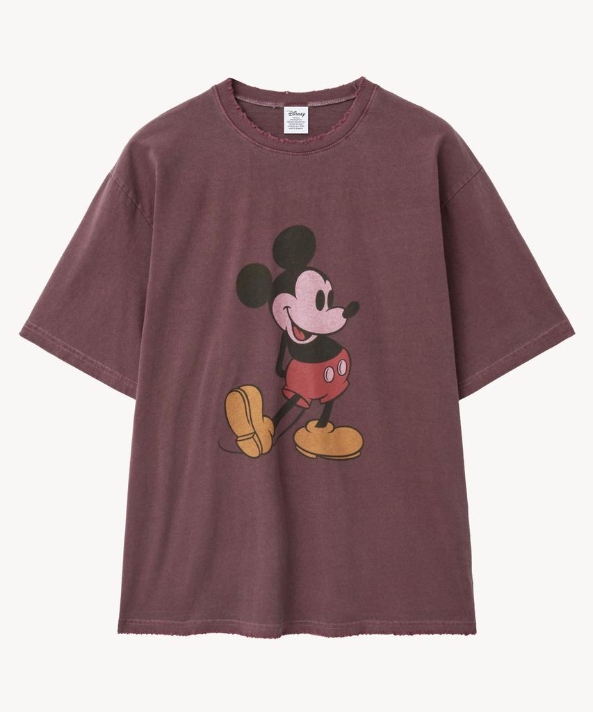 VTWO Pigment Washed Classic _Mickey_ T-Shirt (Burgundy)