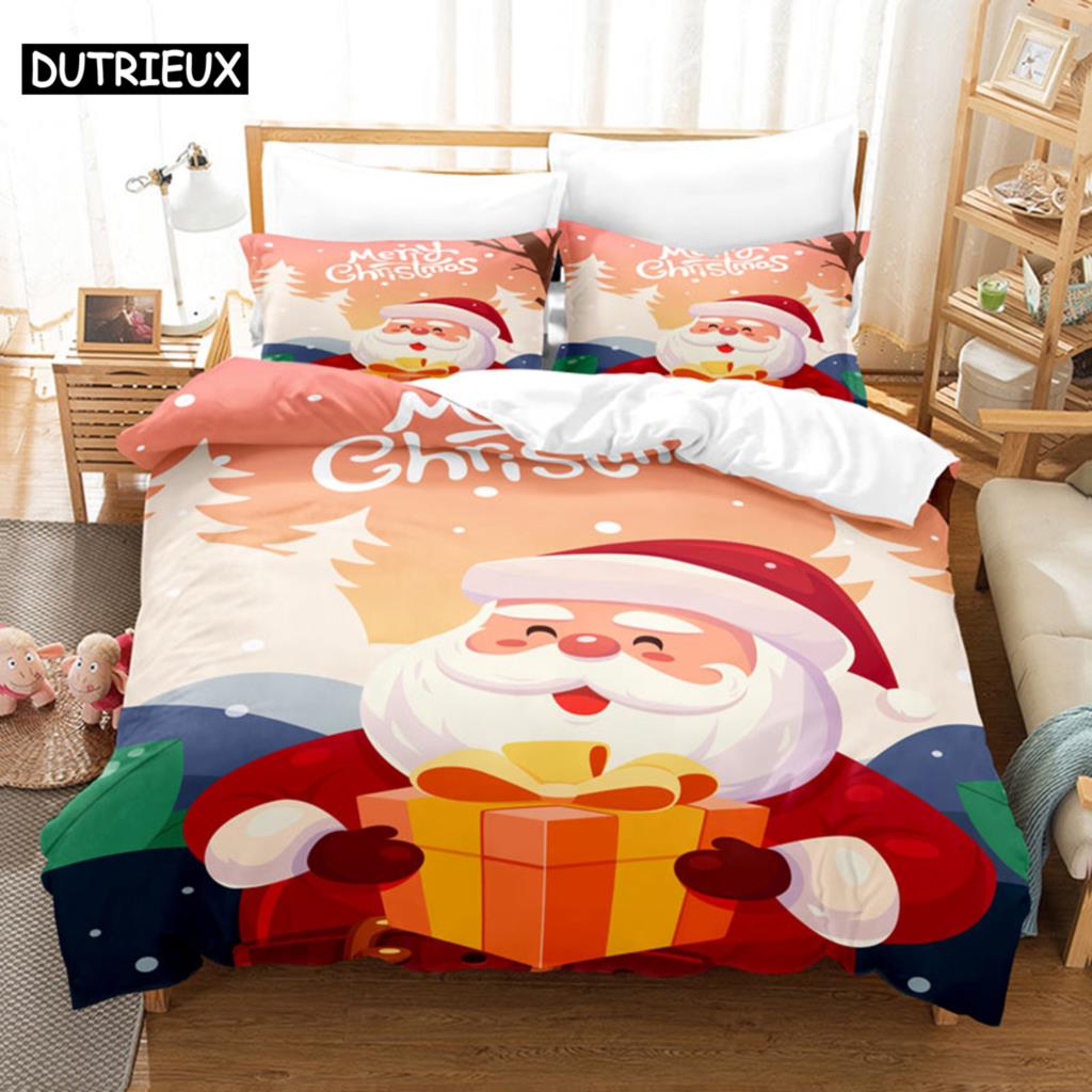 

Красный рождественский комплект пододеяльников King Queen Size для односпальной двуспальной кровати, постельное белье, одеяло, наволочка, 3D, полный твин, 3 шт., 2 шт. EU single(135x200cm)