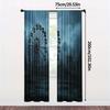2pc   Window Curtains Gothic Style Skyscraper Durable 100% Polyester Fabric  Without Electricity Birthday Party for