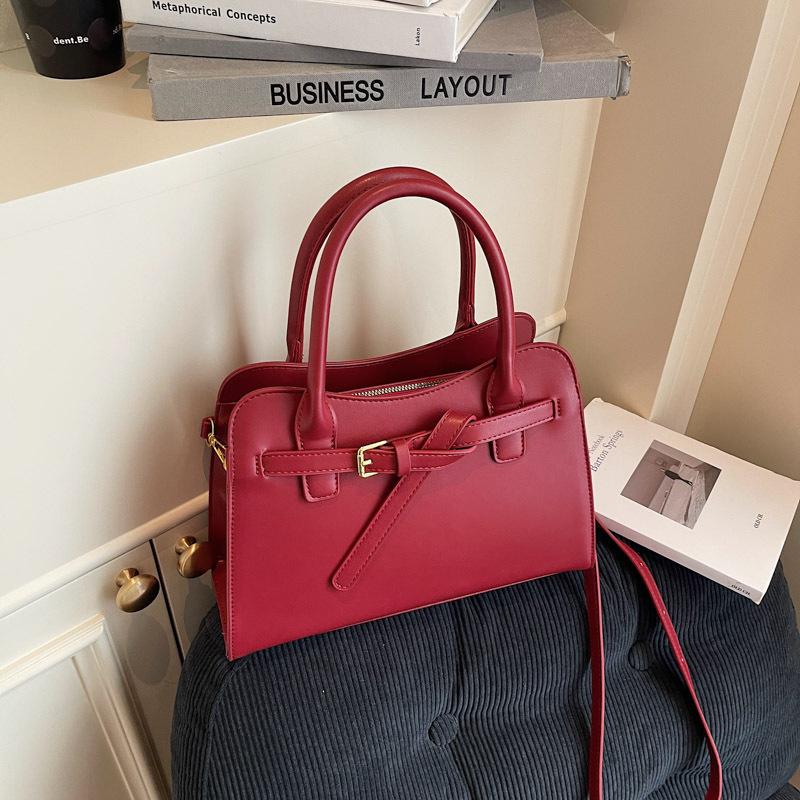 New high-end solid color retro temperament lady bag portable shoulder messenger women's bag