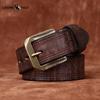 Retro Personality Embossed Matte Leather Belt Men's First Layer Cowhide Casual Jeans Belt