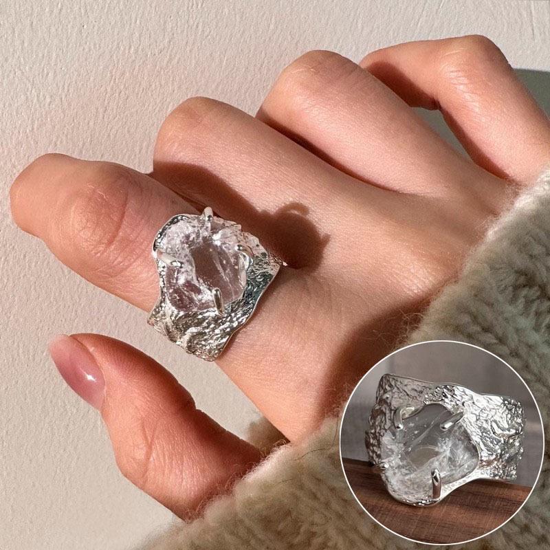 Geometric Lines Open Wrap Ring - S925 Silver Plated for Women