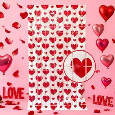 Heart Pattern Love Rain Curtain Foldable Hanging Valentine's Day Party Backdrop Widely Application Easy To Install