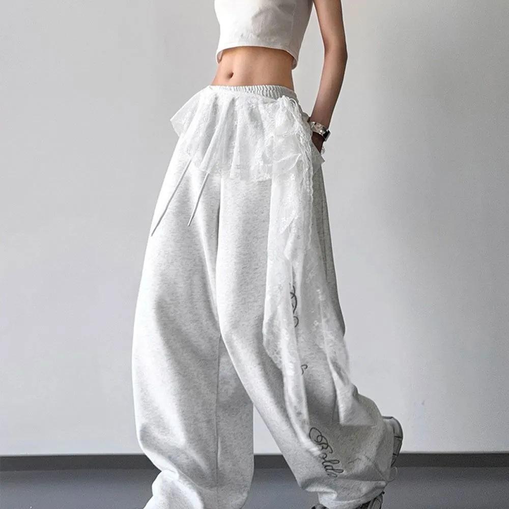 New Women's Wide Leg Pants, High Waist Drawstring Straight Leg Sweatpants with Designer Detail for Spring Summer