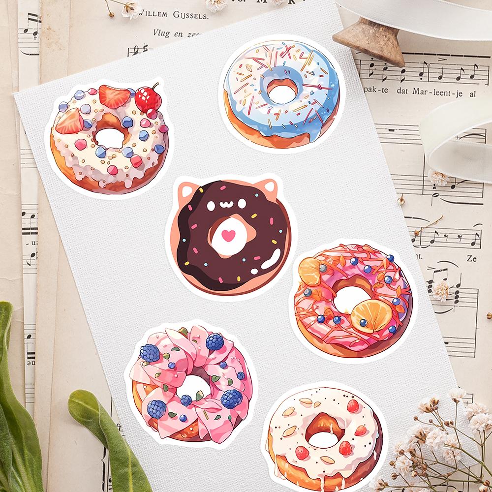 Cute Donut Dessert Stickers DIY Kids Toy Gift Decal for Phones Laptops Cars Scrapbooking Luggage Decorative Graffiti Waterproof