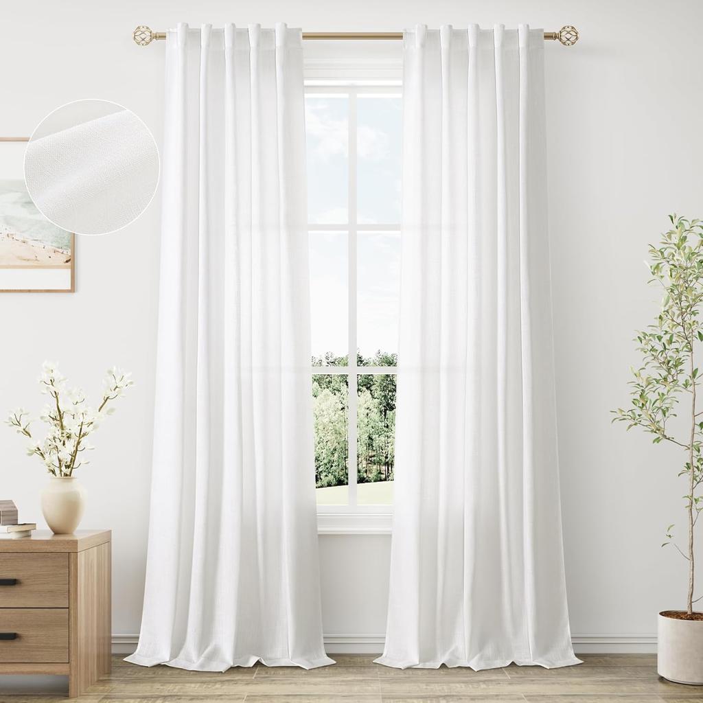 350cm Elegant Stylish Height Tulle Drape Faux Linen Sheer Livingroom Space Windowpane Drapes Bedchamber Drapes Drapes