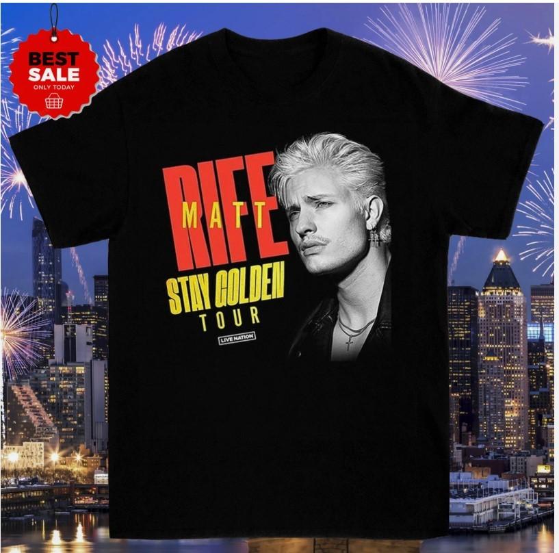

Matt Rife Comedian Stay Golden Tour 2025 Black Cotton T Shirt Full Size Unisex T-Shirt XXL