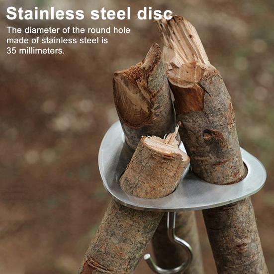 Yousheng Portable Picnic Tripod Stand Stainless Steel Camping Tripod Lashing Set with Hooks Chain Hanging Pot Rack
