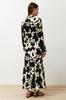 Women's Hijab Dress New Season Fashion Brown Big Flower Patterned Crinkle Woven Dress