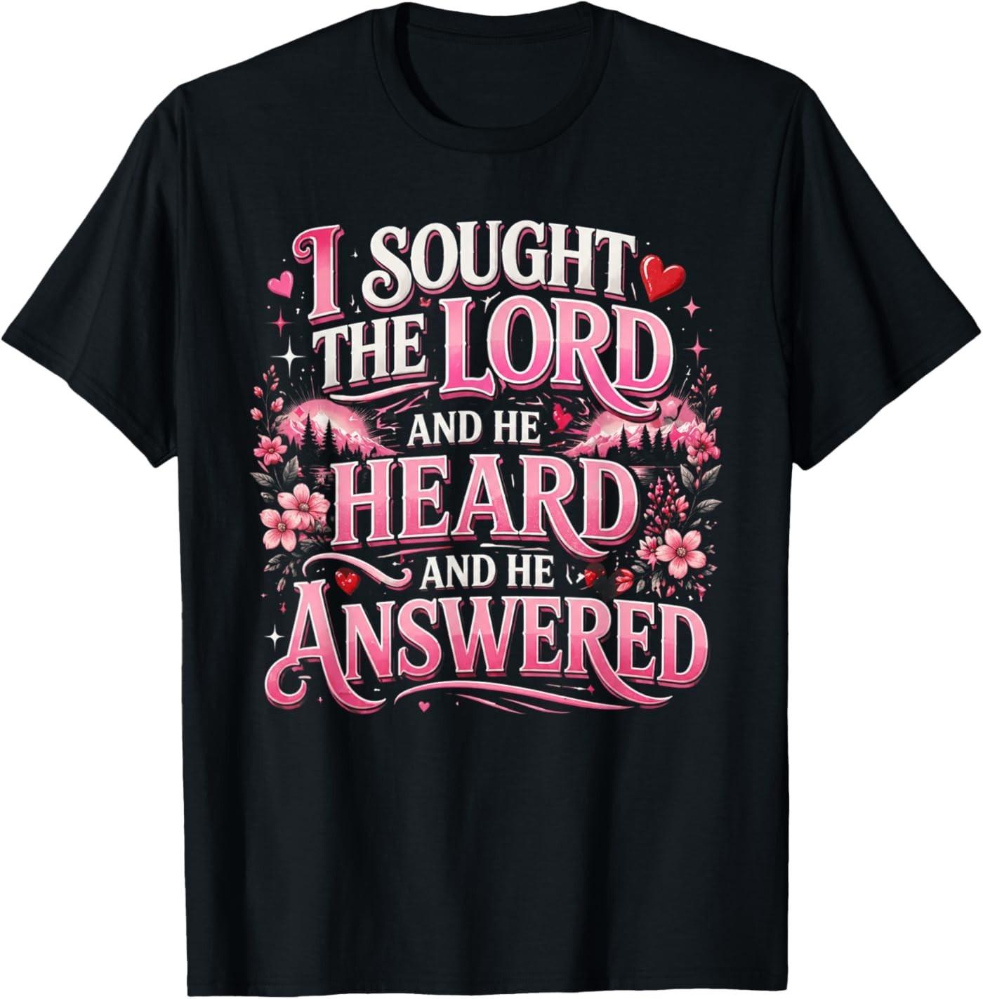 

I Sought The Lord and He Heard and He Answered Christian T-Shirt 5XL різнокольоровий