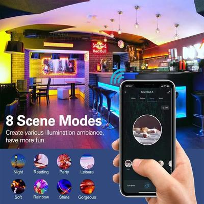 Żarówka LED WIFI/Bluetooth E27 Tuya A60 RGB+WW+CW Lampa Alexa Aplikacja Smart Life Sterowanie Głosowe Alice Google Do Wystroju Domu Pokoju