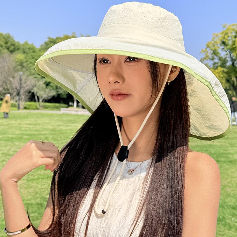 Minimalist Sunscreen Fisherman Hat With Brim Women Lightweight Breathable Portable Summer Outdoor Sunshade Mountaineering Hat