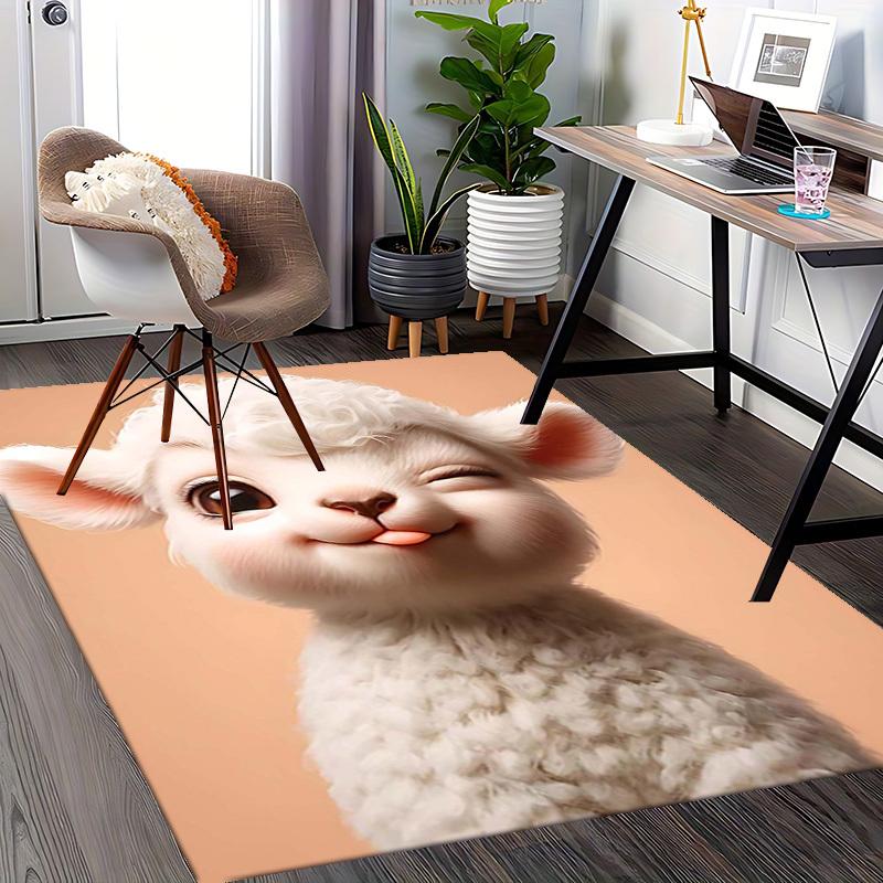 1pc Anime Alpaca Chair Mat - Cute Alpaca Design Office Rug for Desk, Anti-Slip Carpet for Home Decor, Suitable for All Seasons and Perfect as a Gift.C