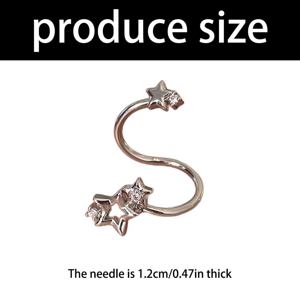 Star Zircon Ear Cuff Jewelry Hypoallergenic Titanium Steel Cartilage Earring With Secure Fit For Daily Wear