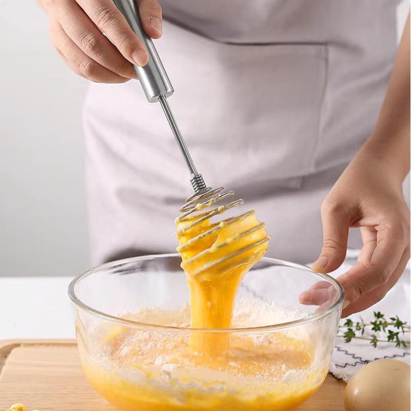 Frusta per Uova in Acciaio Inossidabile Sbattitore Semiautomatico Frullino Manuale a Mano Mescolatore per Uova Crema Frusta Accessori per Pasticceria Utensile per Uova