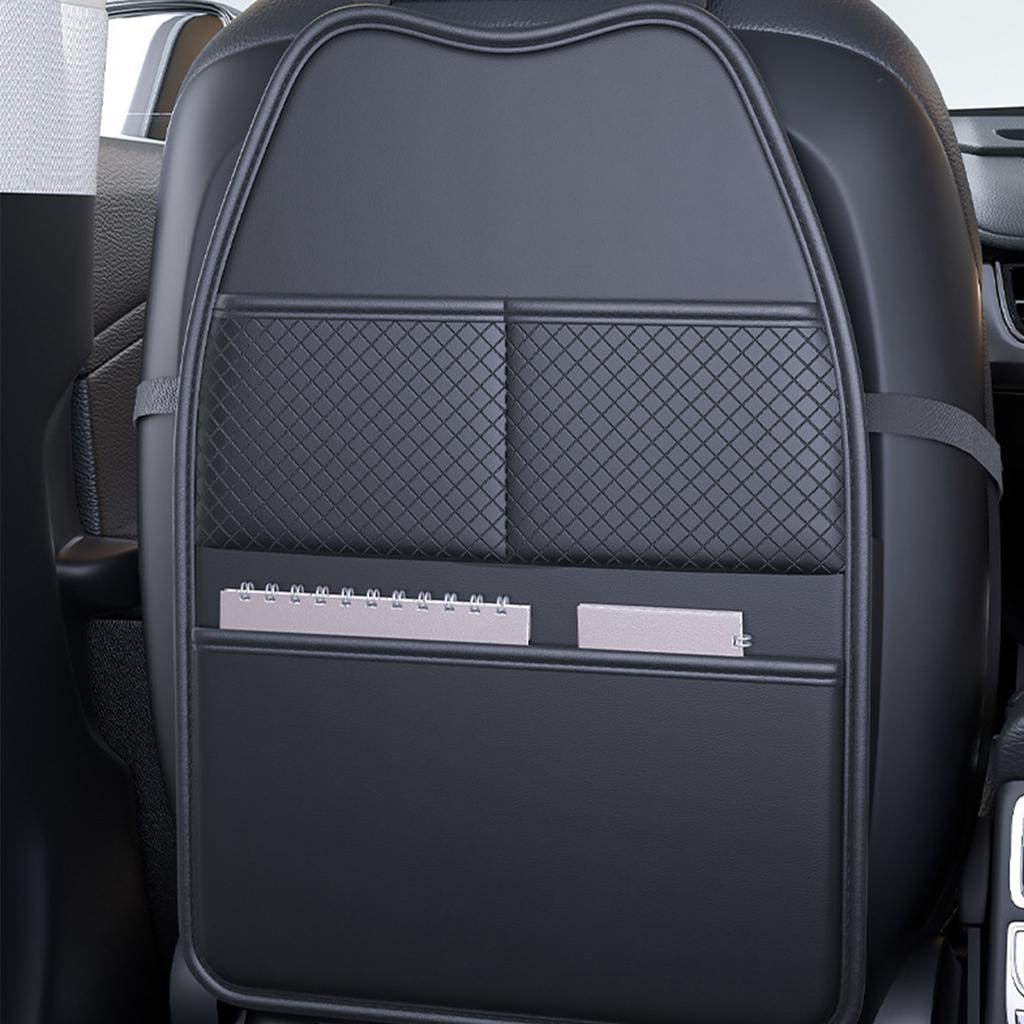 Car Seat Back Protector 2 In 1 PU Leather Anti Kick Pad With Storage Bag For Car Interior Accessories